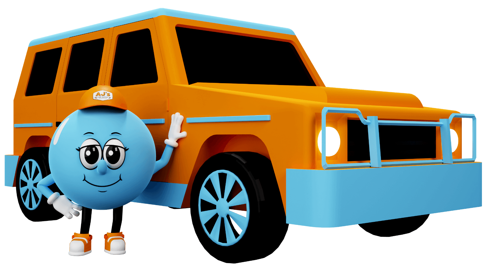AJ's Car Wash mascot